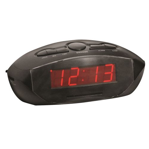 GuestSupply EE. UU. Reloj Despertador Sonnet R 1634 con Radio AM FM con 2 Centros de Carga USB y Bateria de Respaldo Negro